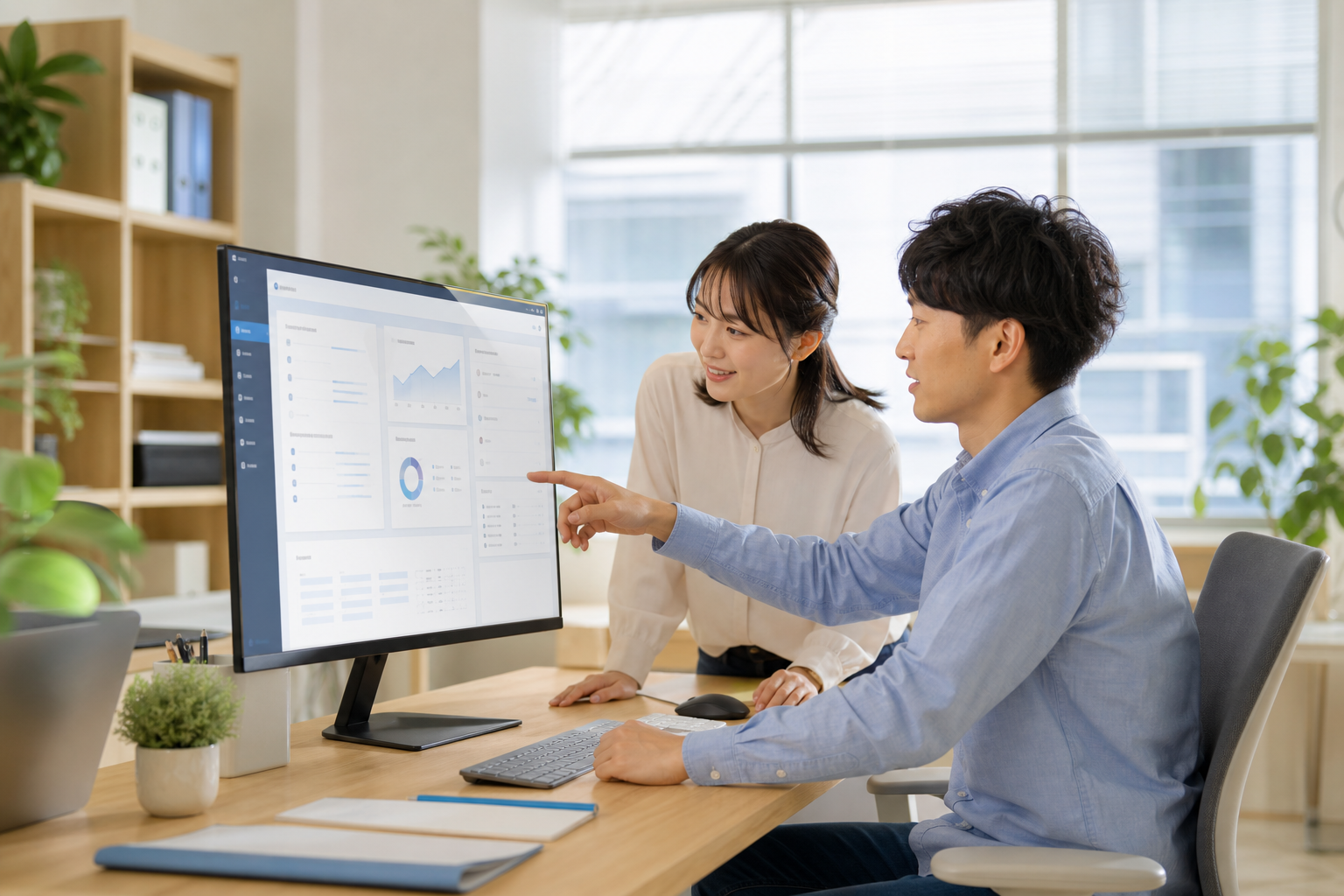 業務システムを確認する開発チーム